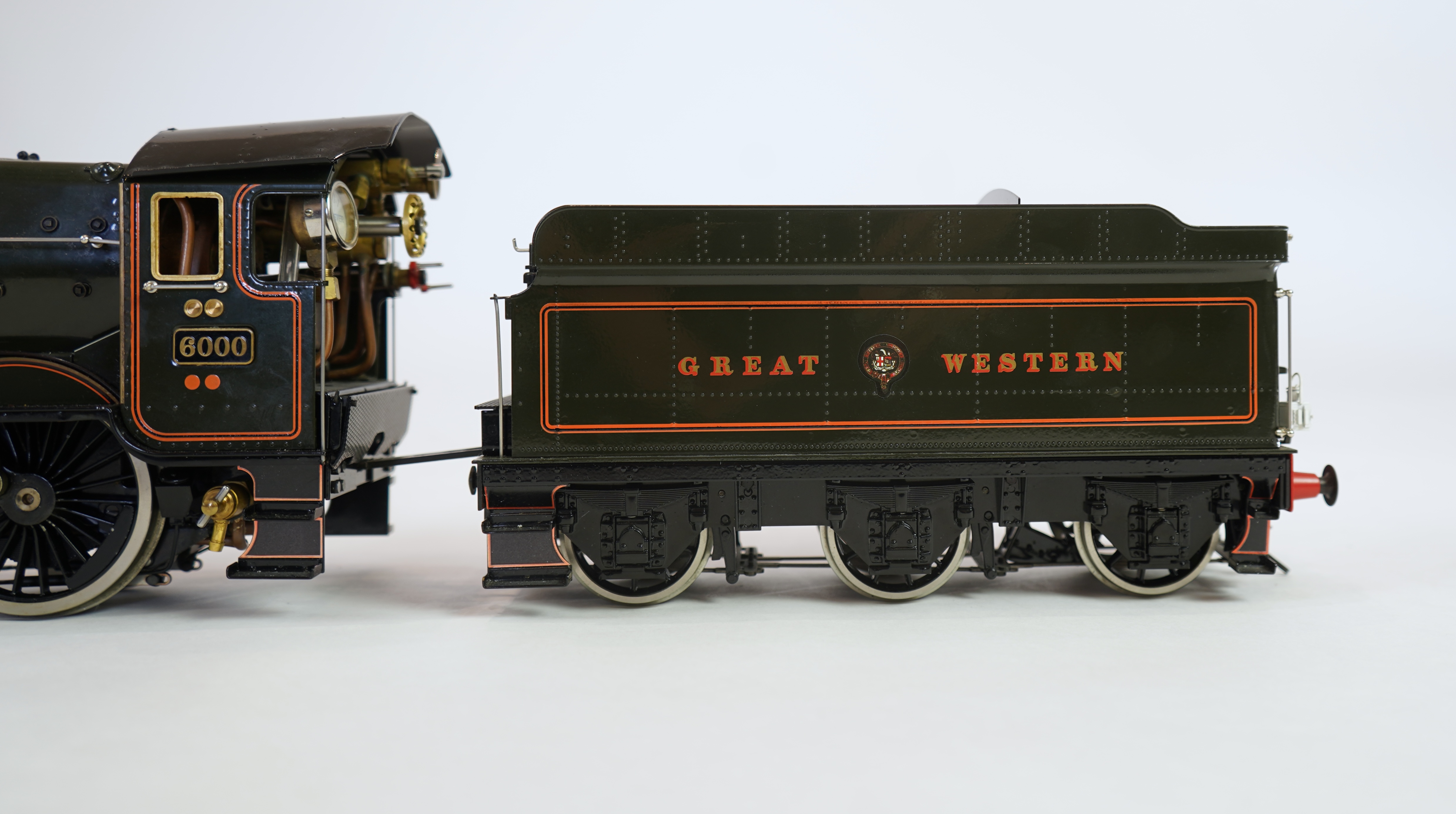 A Gauge One Aster Hobbies live steam GWR King Class, 4-6-0 tender locomotive, King George V 6000, with spirit fired working four cylinder motion, with assembly and operating instructions.